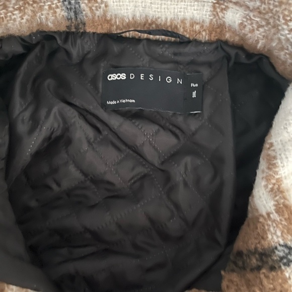 Plaid Brown and White Mens Jacket long length ASOS 3XL - Picture 3 of 9